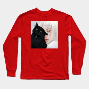 A Girl and Her Cat Long Sleeve T-Shirt